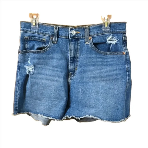 VTG Denizen from Levis Hi-rise Shorts Distressed Raw Hem 30 inch Waist (size 10) - Picture 1 of 15